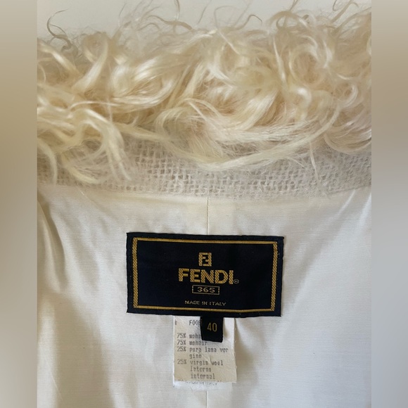 Fendi Women’s Vintage 1990’s Cream Mohair Coat with Kiddassia Collar & Trim - Picture 13 of 16